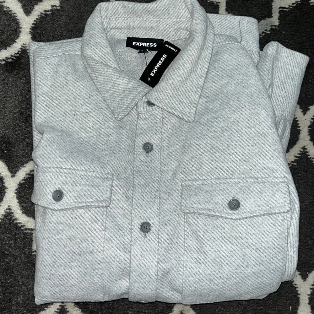 New Express Mens Grey Button Down Shirt